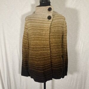Jones New York‎ Signature Women's Large Sweater Cardigan Jacket Brown Ombré